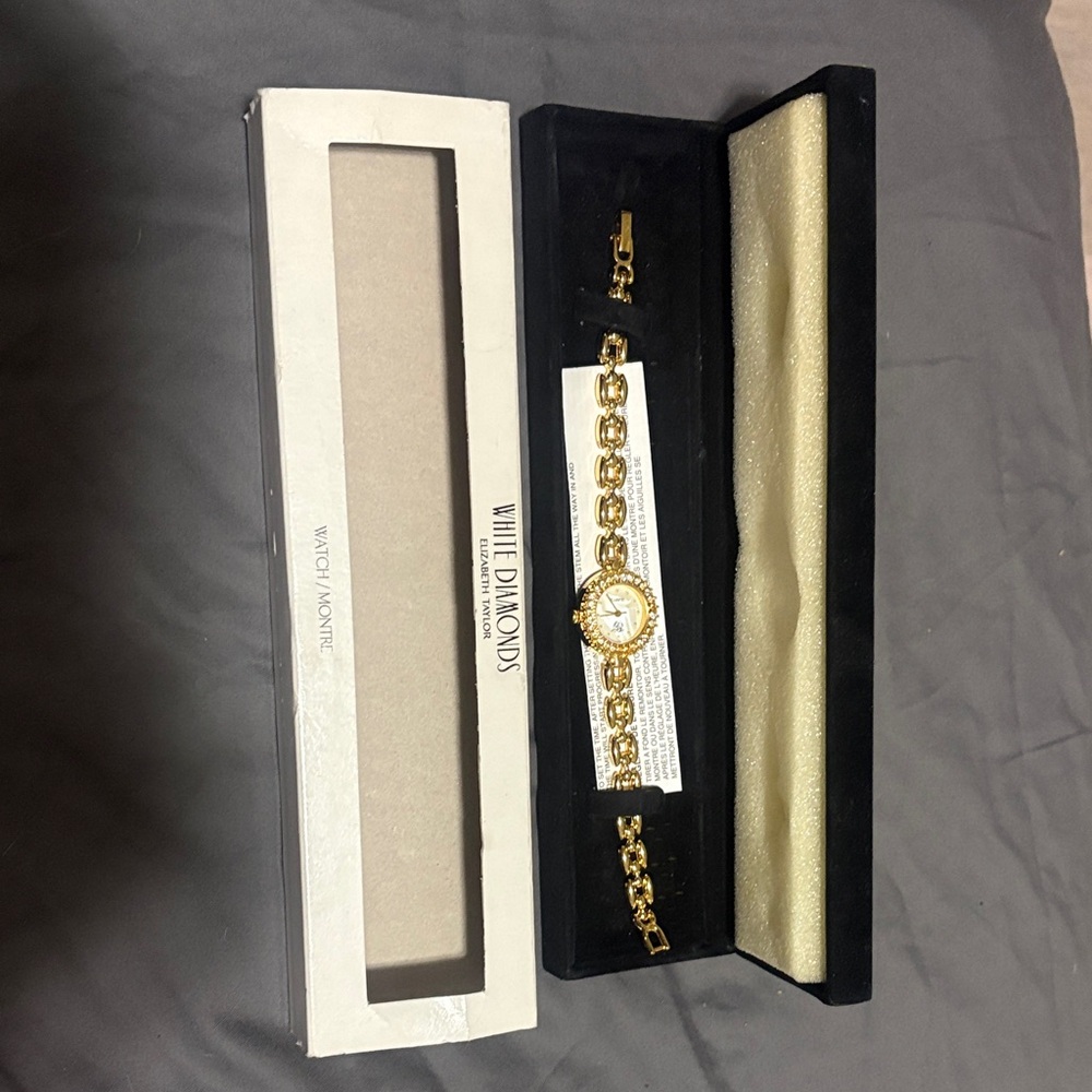 Elizabeth Taylor White Diamonds Gold Watch